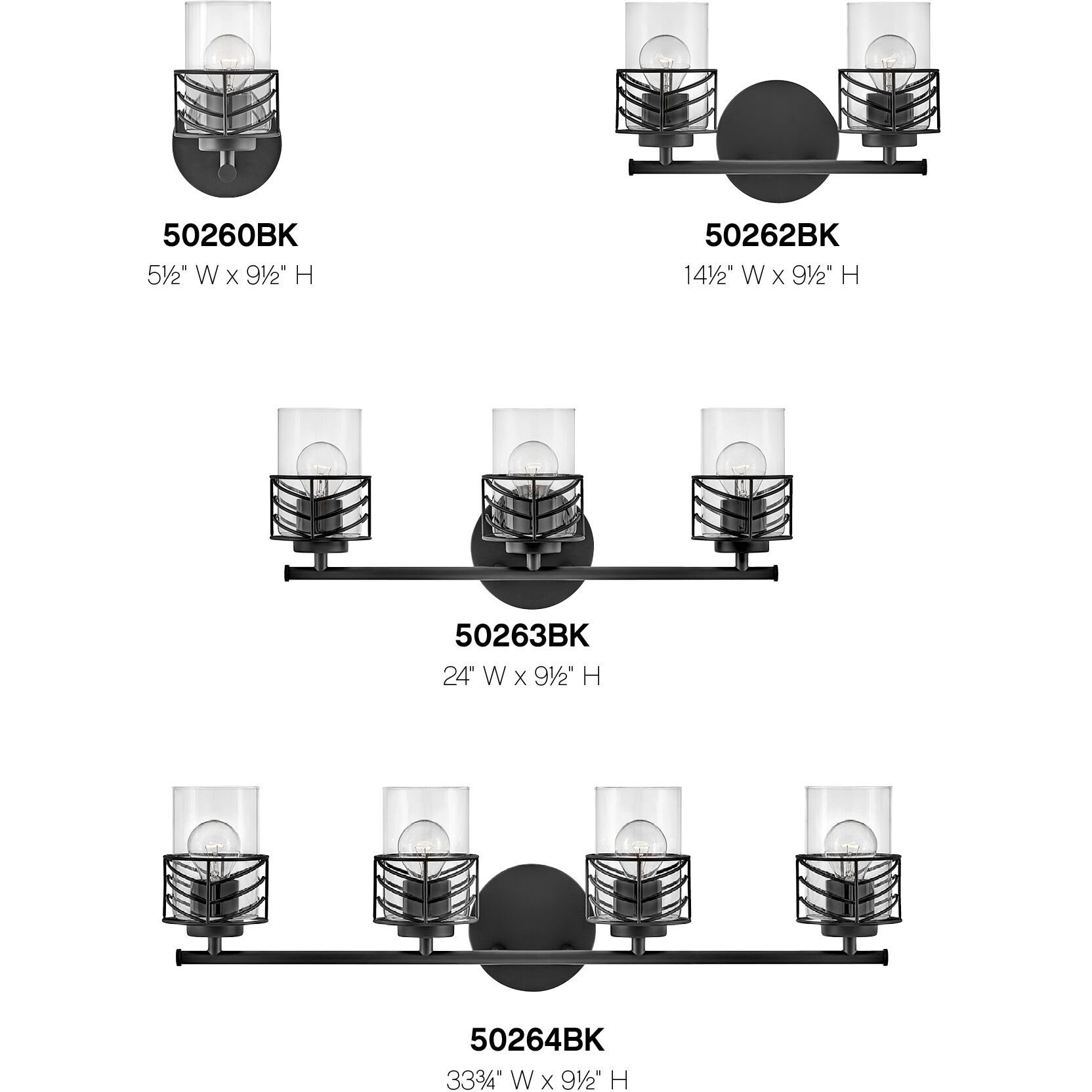 Della 4 Light 33.75 inch Black Vanity Light Wall Light