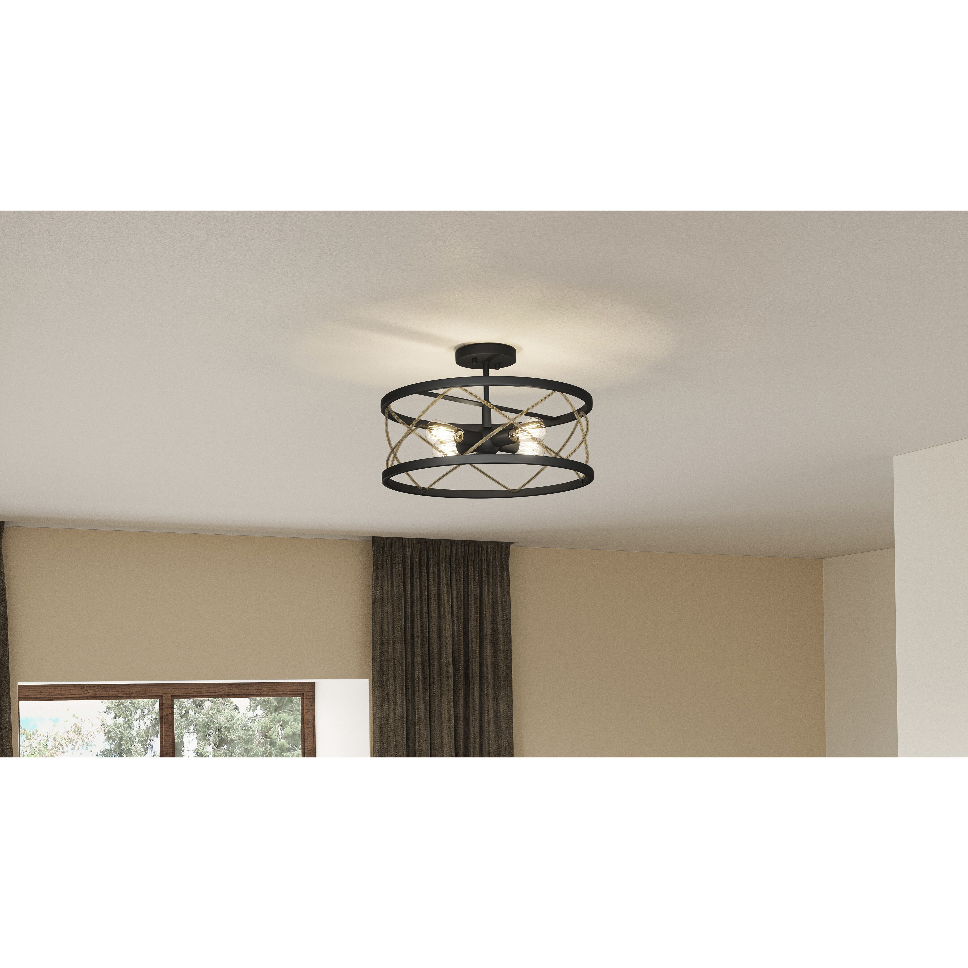 Cedar Park 4 Light 18 inch Matte Black Semi-Flush Mount Ceiling Light