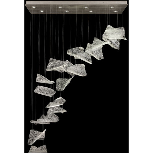 Elevate LED 54 inch Silver Pendant Ceiling Light in Silver Leaf, Frozen Pages Studio Glass