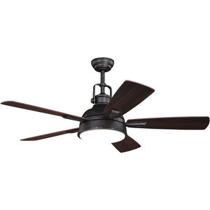 Walton 52 inch Gold Stone with Dark Bronze-Mocha Blades Ceiling Fan, Integrated Dimmable Remote