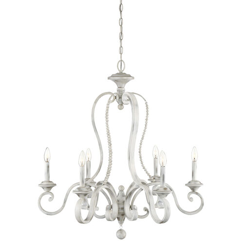 Newport 6 Light 31.75 inch Coastal Weathered White Chandelier Ceiling Light