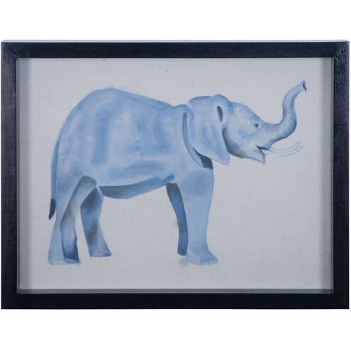 Elephant Blue with White and Black Framed Wall Art