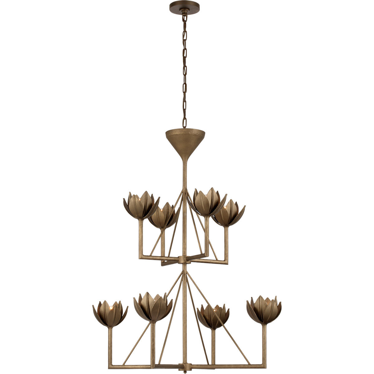 Julie Neill Alberto 8 Light 35.5 inch Antique Bronze Leaf Two Tier Chandelier Ceiling Light, Medium