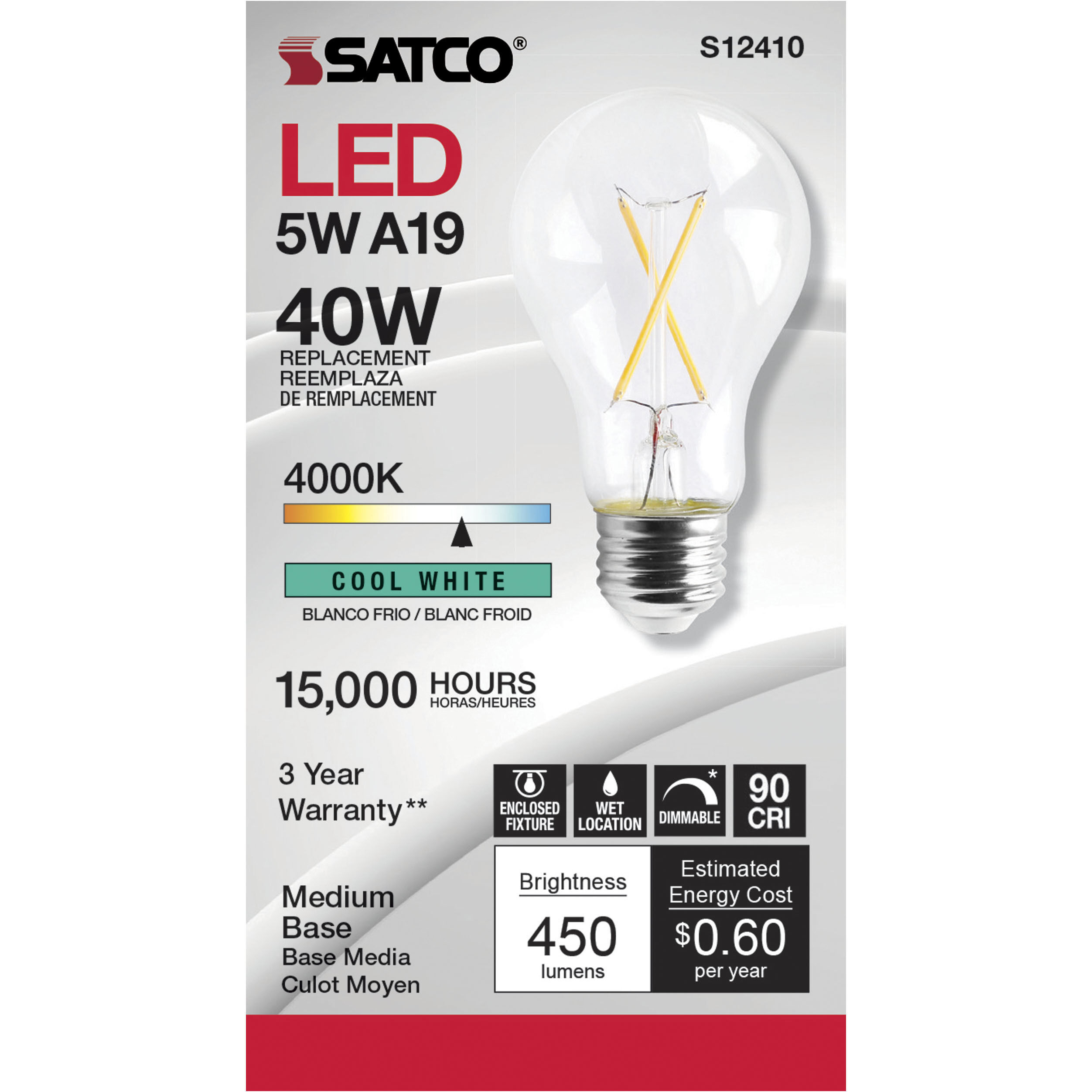 Lumos LED Medium 5.00 watt 120 4000K Light Bulb