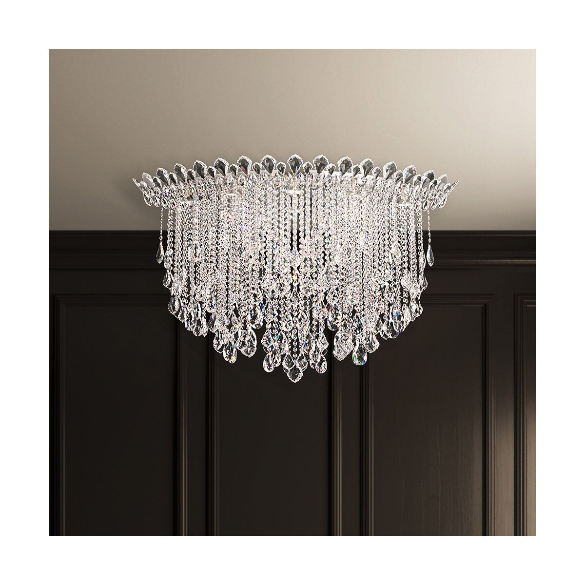 Trilliane Strands 8 Light 25 inch Polished Stainless Steel Flush Mount Ceiling Light in Heritage
