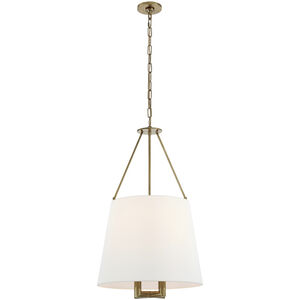 J. Randall Powers Dalston 4 Light 21.25 inch Hand-Rubbed Antique Brass Hanging Shade Ceiling Light in Linen