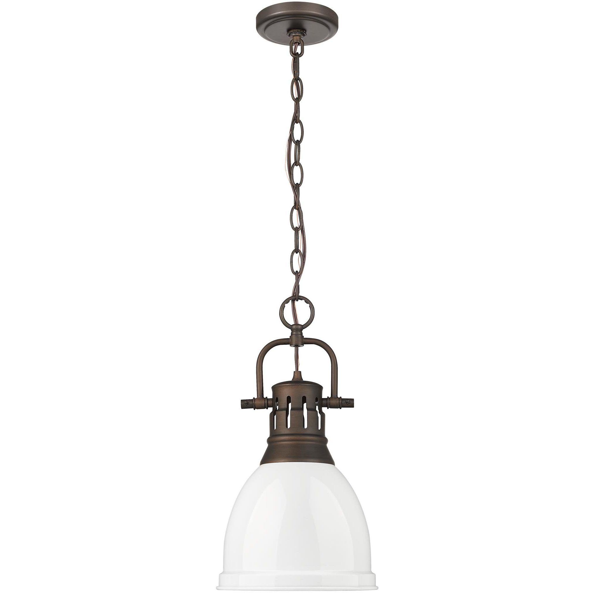 Yep Duncan 1 Light 8.88 inch Rubbed Bronze Pendant Ceiling Light in White, Small