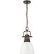 Yep Duncan 1 Light 8.88 inch Rubbed Bronze Pendant Ceiling Light in White, Small