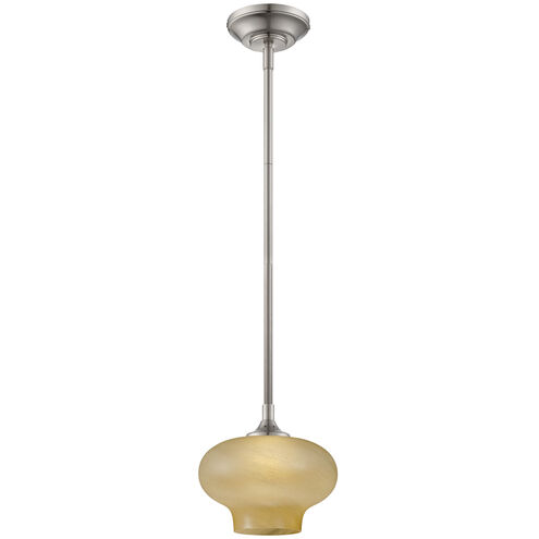 Eco-Gem LED 7.75 inch Satin Platinum Mini Pendant Ceiling Light in Tea Stained French Swirl