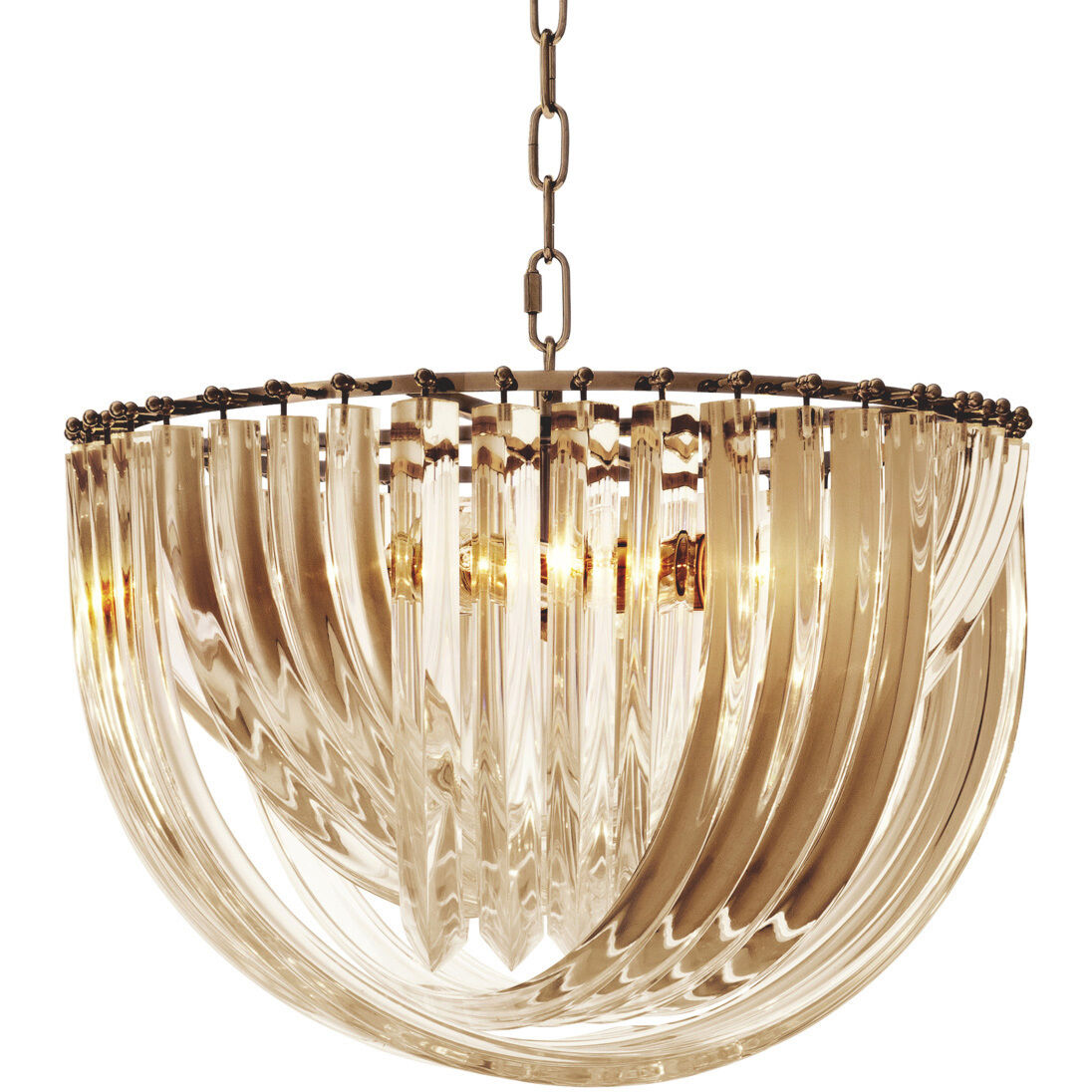 Murano 4 Light 19.69 inch Champagne Acrylic with Antique Brass Chandelier Ceiling Light