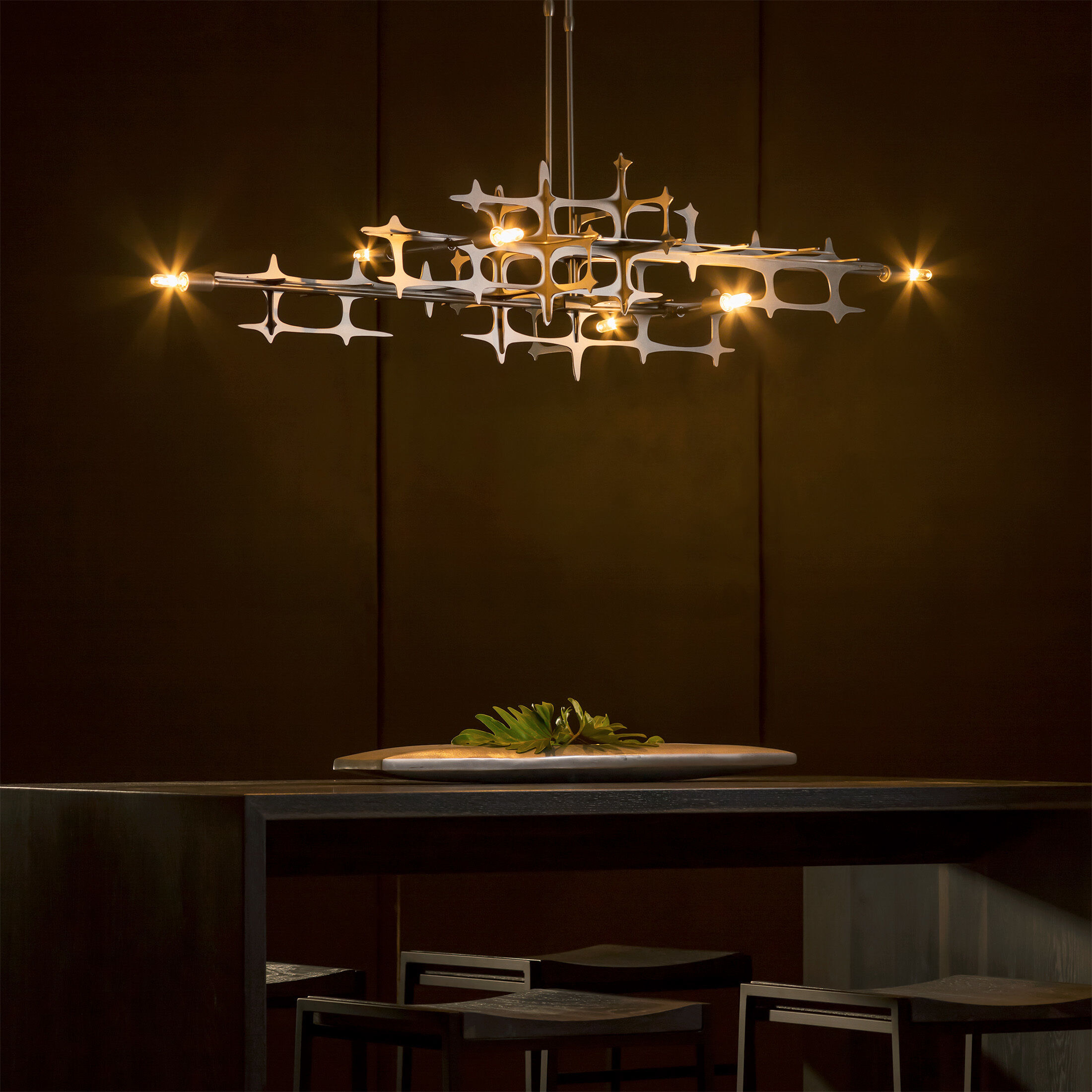 Grid 6 Light 53.6 inch Vintage Platinum Pendant Ceiling Light - Open Box