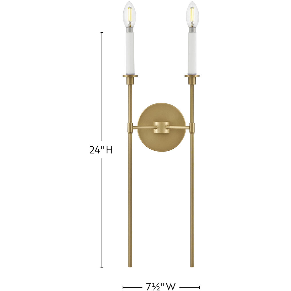 Hux 2 Light 7.5 inch Lacquered Brass with Warm White Sconce Wall Light