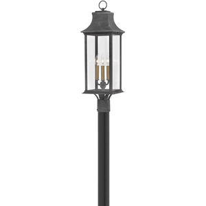 Heritage Adair LED 28 inch Aged Zinc with Heritage Brass Outdoor Post Mount Lantern