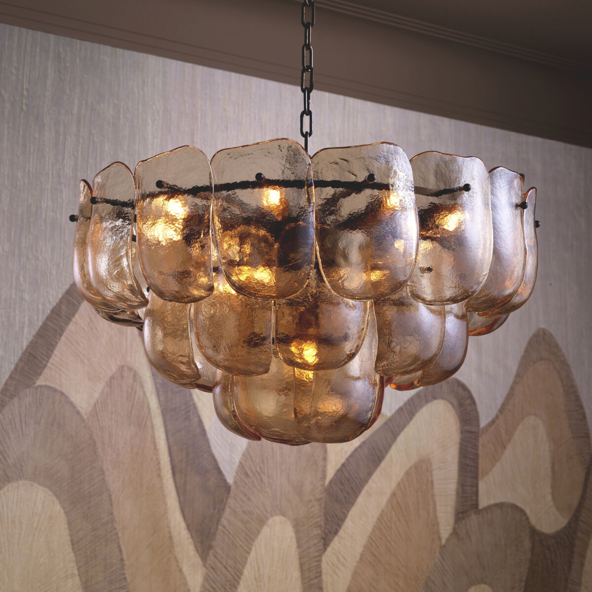 Gustave 13 Light 29.53 inch Champagne Colored Glass Chandelier Ceiling Light