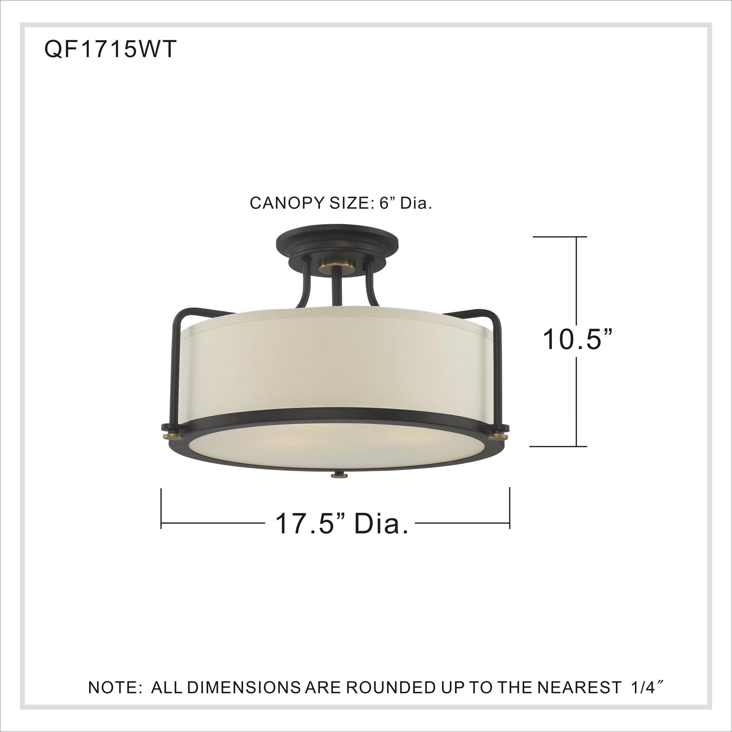 Calvary 3 Light 17.5 inch Western Bronze Semi-Flush Mount Ceiling Light