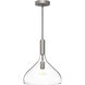 Belleview 1 Light 11.88 inch Brushed Nickel Pendant Ceiling Light in Clear Glass