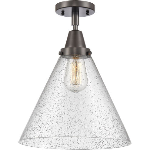 Franklin Restoration X-Large Cone 1 Light 12 inch Oil Rubbed Bronze Flush Mount Ceiling Light in Seedy Glass