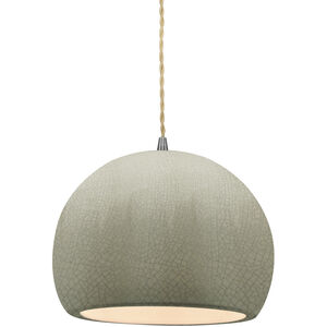 Radiance LED 7 inch Brushed Nickel and Celadon Green Crackle Pendant Ceiling Light