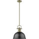 Duncan 1 Light 14 inch Aged Brass Pendant Ceiling Light in Matte Black, Large