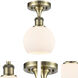 Athens 1 Light 6 inch Antique Brass Semi-Flush Mount Ceiling Light in Matte White Glass