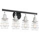 Neighborhood Thatcher 4 Light 26 inch Flat Black/Satin Brass Vanity Light Wall Light in Flat Black and Satin Brass, Neighborhood Collection