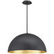 Yolo LED 23.63 inch Black Gold Leaf Pendant Ceiling Light in 26in.