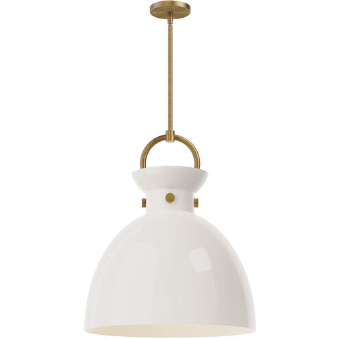 Alora Mood Waldo 1 Light 18 inch Aged Gold Pendant Ceiling Light in Glossy Opal