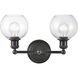Concord 2 Light 16 inch Matte Black Bath Vanity Light Wall Light in Incandescent, Clear Glass