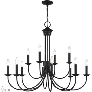 Estate 12 Light 36 inch Black 2-Tier Chandelier Ceiling Light