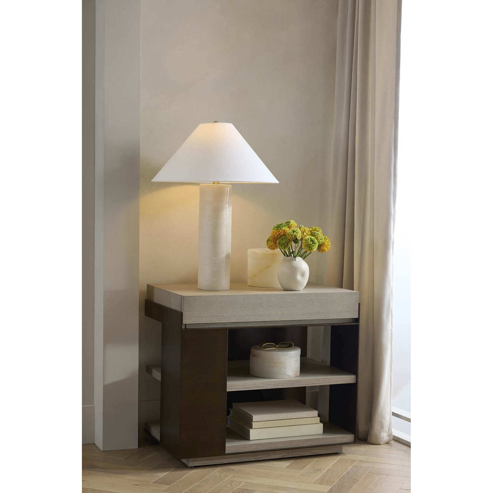 Norwich 30 X 26.5 inch Smoke and Vintage Brass Side Table