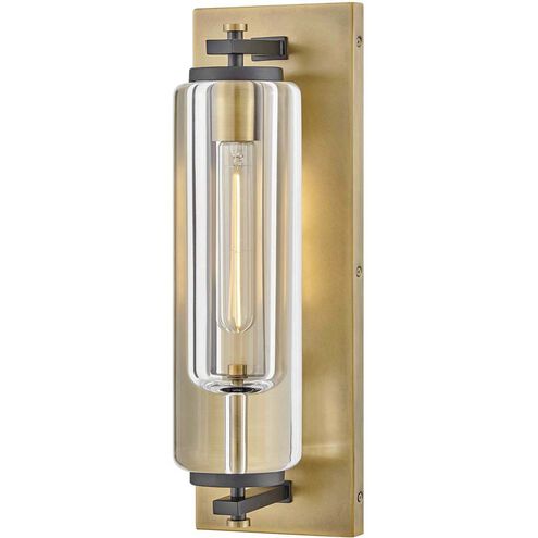 Lourde 1 Light 18 inch Heritage Brass with Black Outdoor Wall Mount
