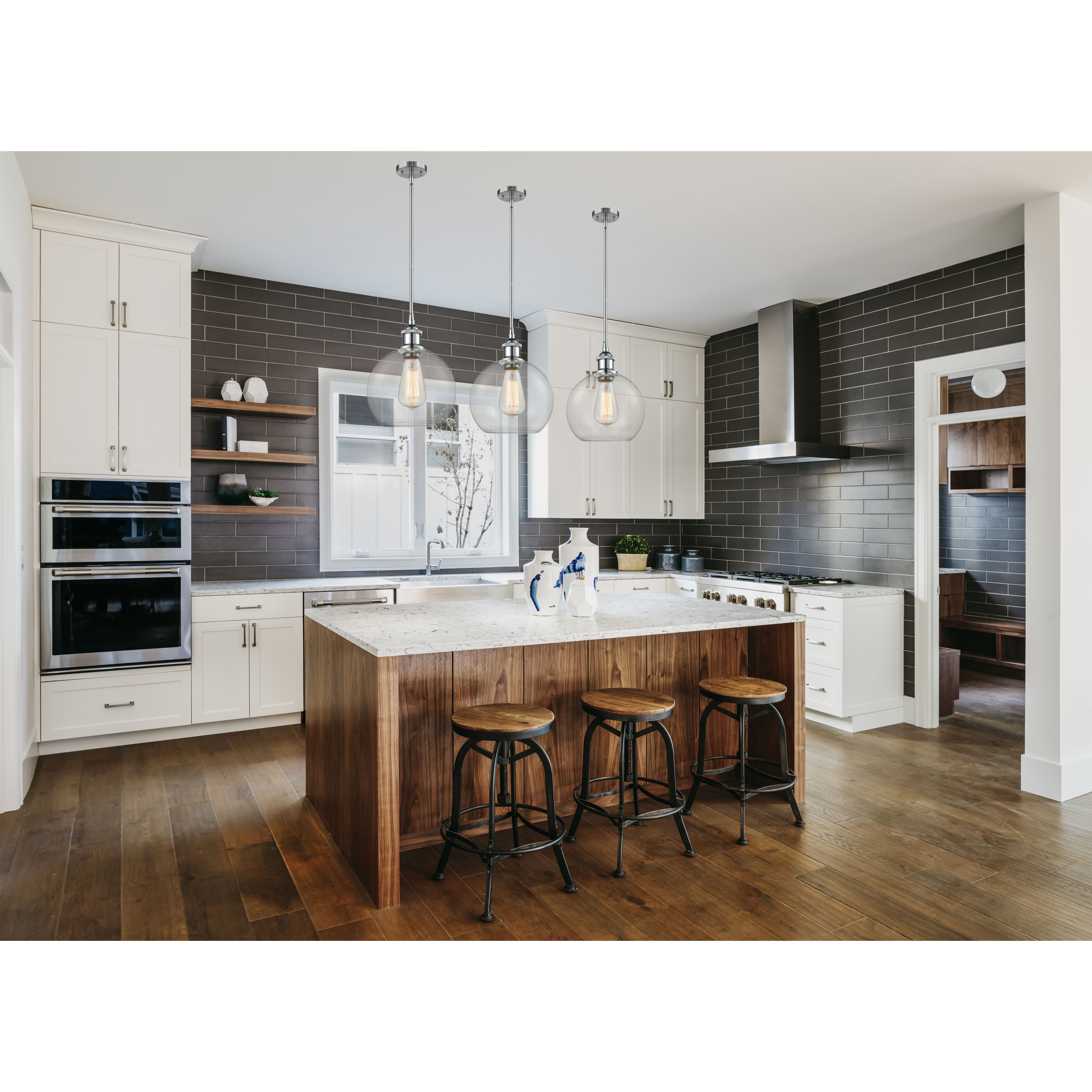 Ballston Athens 1 Light 8 inch Polished Chrome Pendant Ceiling Light in Clear Glass, Ballston