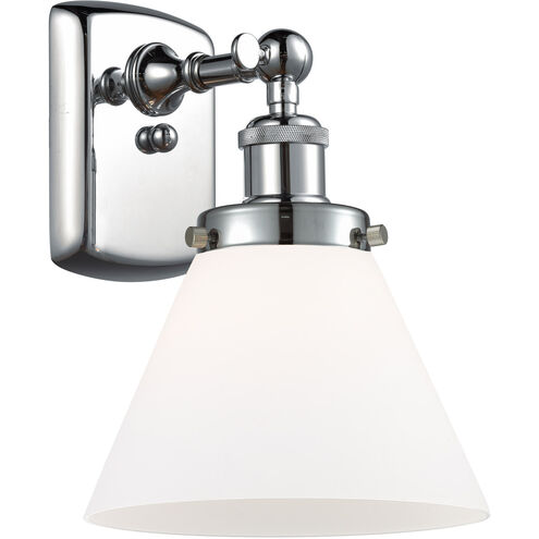 Ballston Large Cone 1 Light 8 inch Polished Chrome Sconce Wall Light in Matte White Glass, Ballston