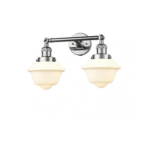 Franklin Restoration Small Oxford 2 Light 17 inch Polished Chrome Bath Vanity Light Wall Light in Matte White Glass, Franklin Restoration