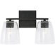 Sylvia 2 Light 15 inch Matte Black Vanity Light Wall Light