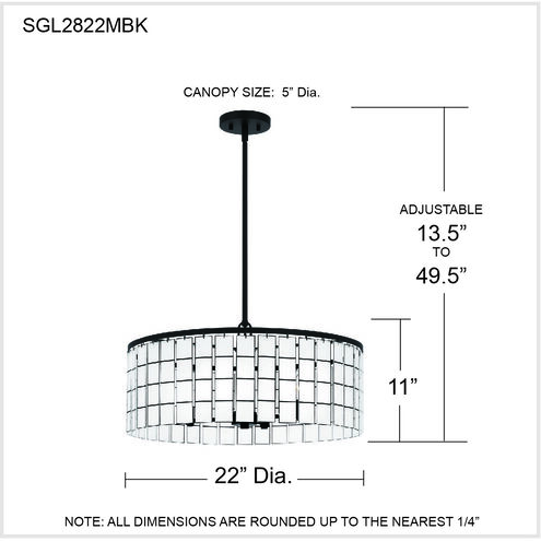 Seigler 4 Light 22 inch Matte Black Pendant Ceiling Light