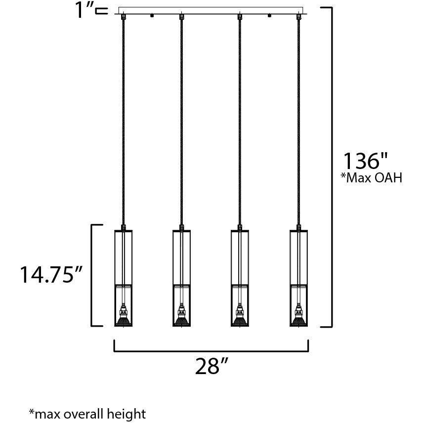 Torch Linear Pendant Ceiling Light in Polished Chrome