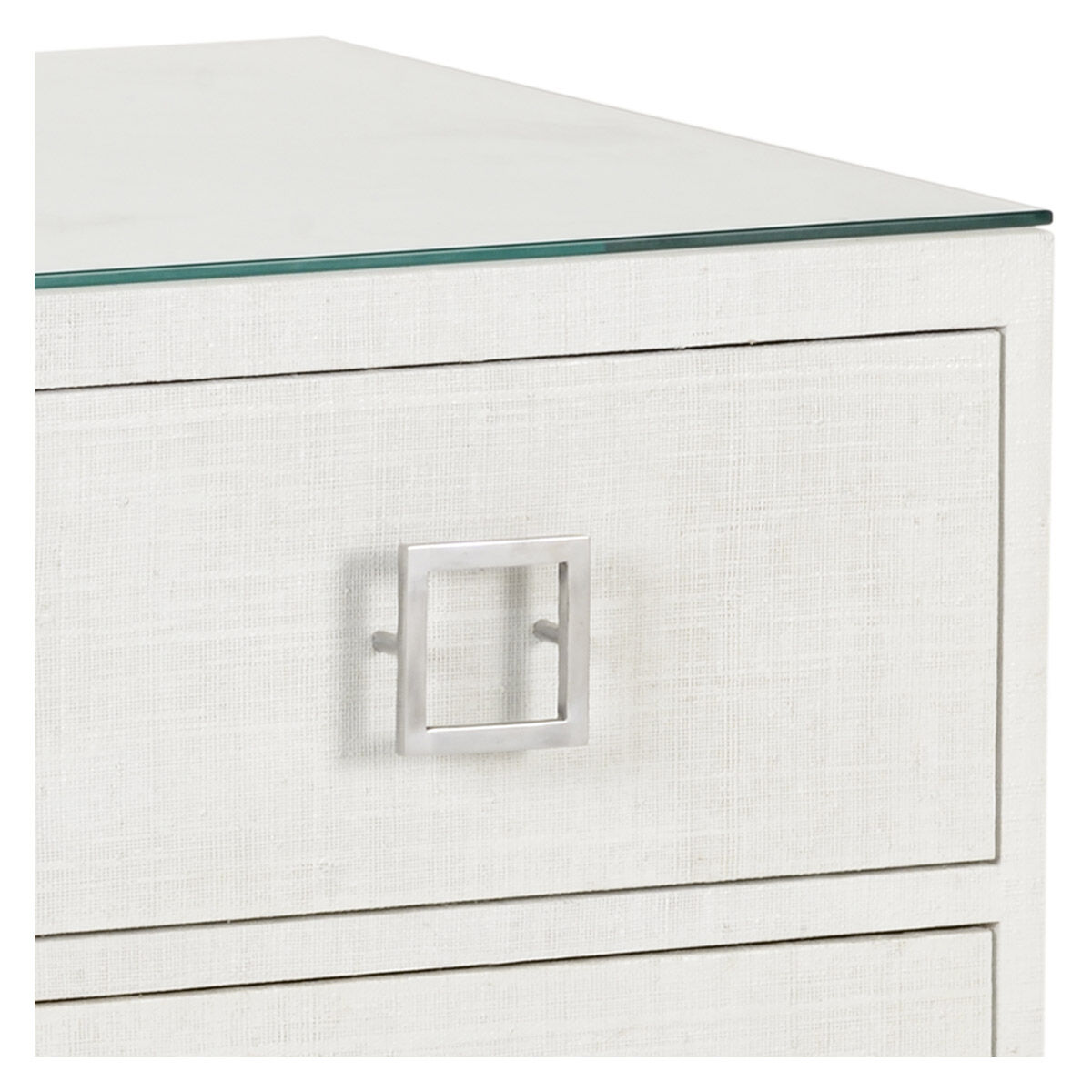 Wildwood White Rattan/Clear/Brushed Nickel Chest