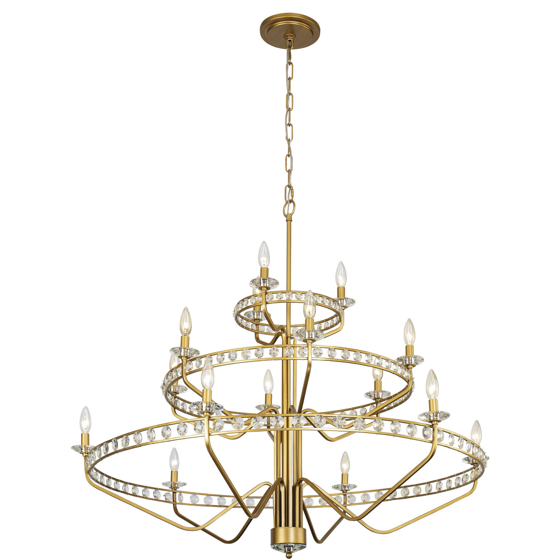 Monroe 15 Light 48 inch Antique Gold Chandelier Ceiling Light
