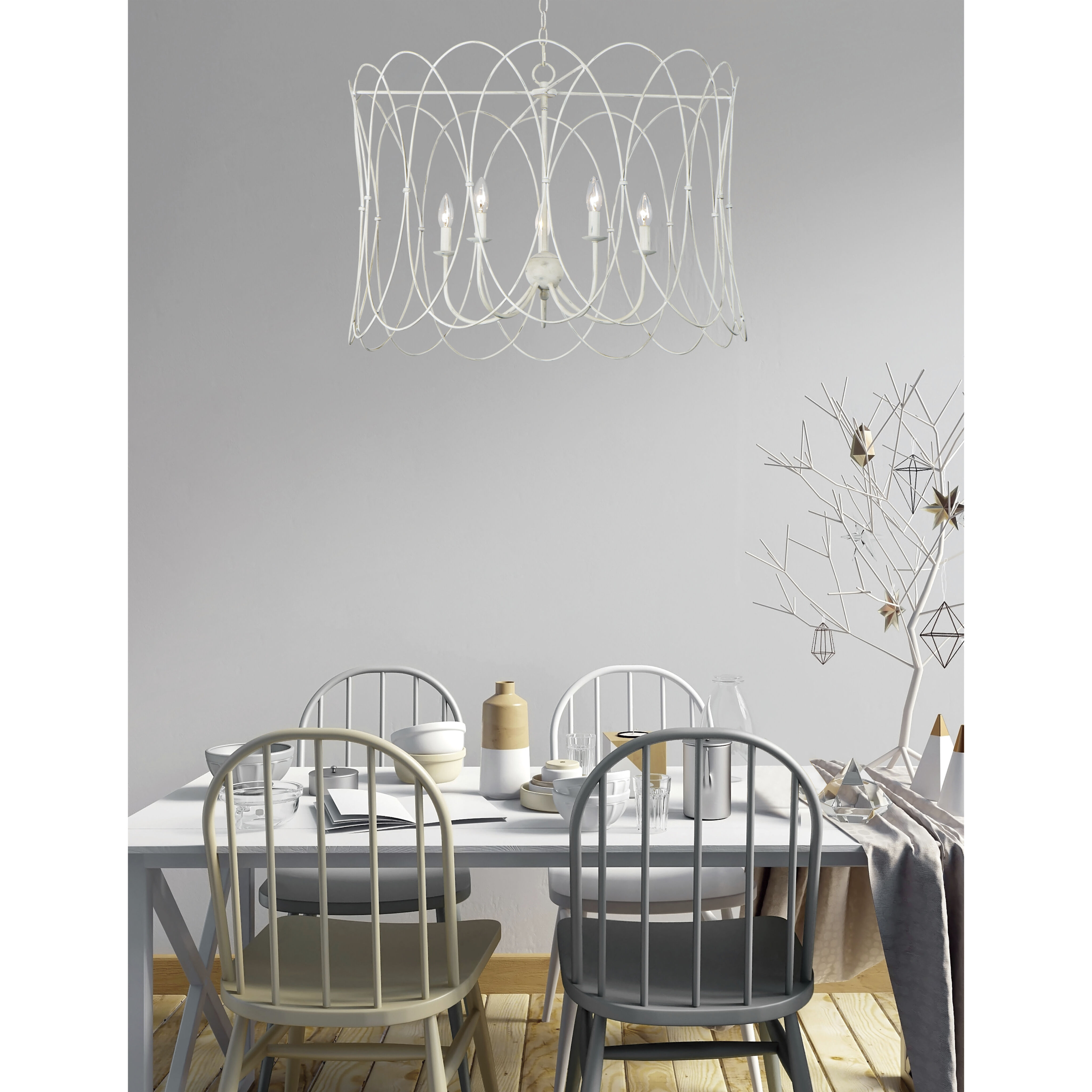 Trellis 4 Light 19.25 inch Weathered White Multi-Light Pendant Ceiling Light