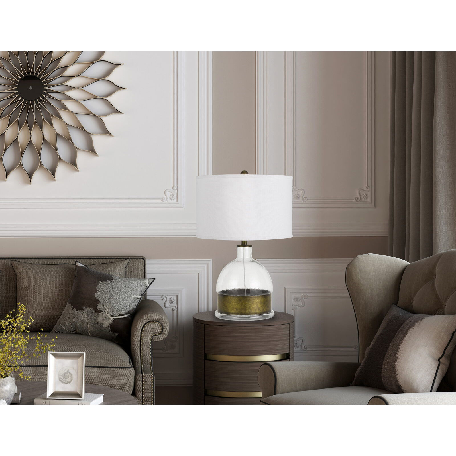 Rapallo 25 inch 150 watt Antiqued Brass Table Lamp Portable Light