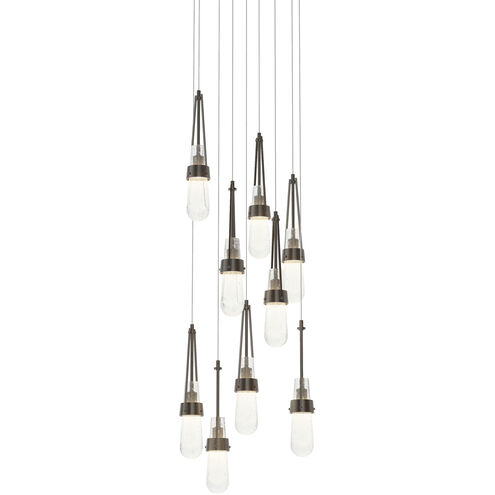 Link 9 Light 20.5 inch Oil Rubbed Bronze Pendant Ceiling Light in Clear Bubble, Round