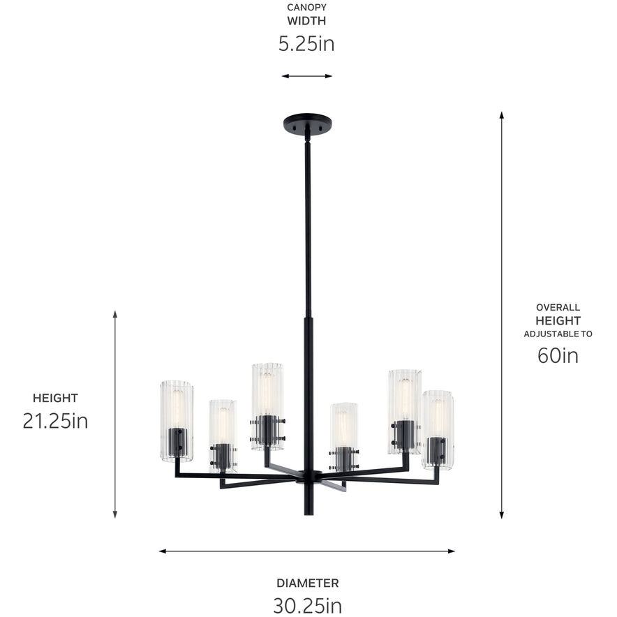 Velestino 6 Light Black Chandelier Ceiling Light