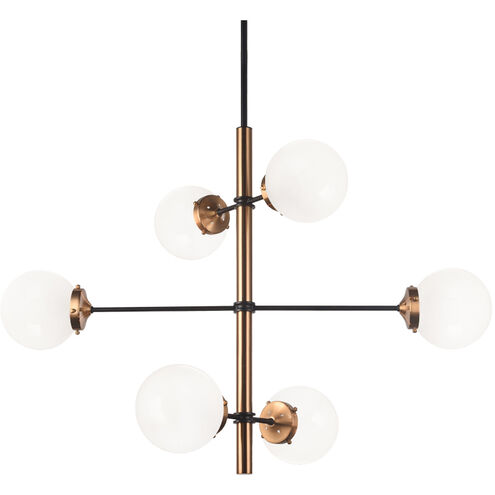 Enchant 6 Light 19.63 inch Aged Gold Brass Pendant Ceiling Light in Aged Gold Brass and Opal Glass