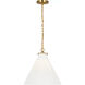 Thomas O'Brien Katie6 1 Light 15.75 inch Hand-Rubbed Antique Brass Conical Pendant Ceiling Light in White Glass