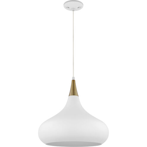 Phoenix 1 Light 14.13 inch Matte White/Burnished Brass Pendant Ceiling Light