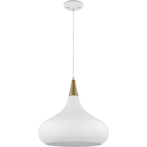 Phoenix 1 Light 14 inch Matte White/Burnished Brass Pendant Ceiling Light