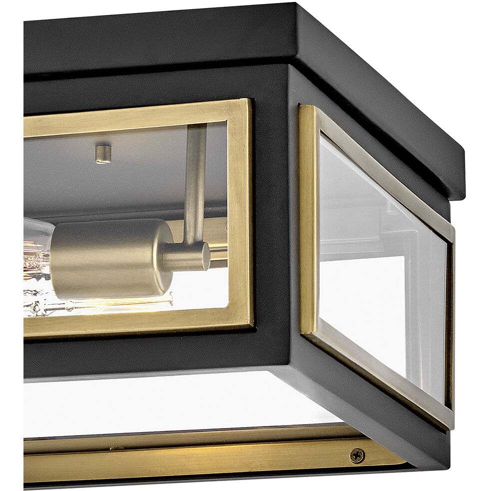 Shaw 14 inch Black with Heritage Brass Indoor Flush Mount Ceiling Light