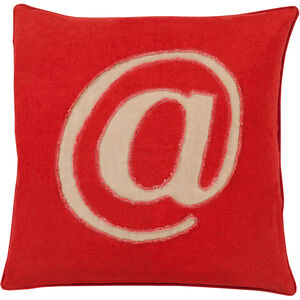 Linen Text 18 inch Bright Red, Tan Pillow Kit