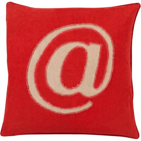 Linen Text 20 inch Bright Red, Tan Pillow Kit